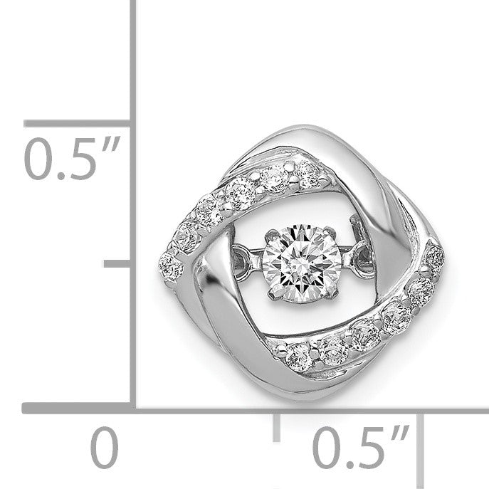 14k White Gold 1/4 carat Vibrant Moving Diamond Intertwined Squares Chain Slide