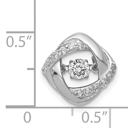 14k White Gold 1/4 carat Vibrant Moving Diamond Intertwined Squares Chain Slide