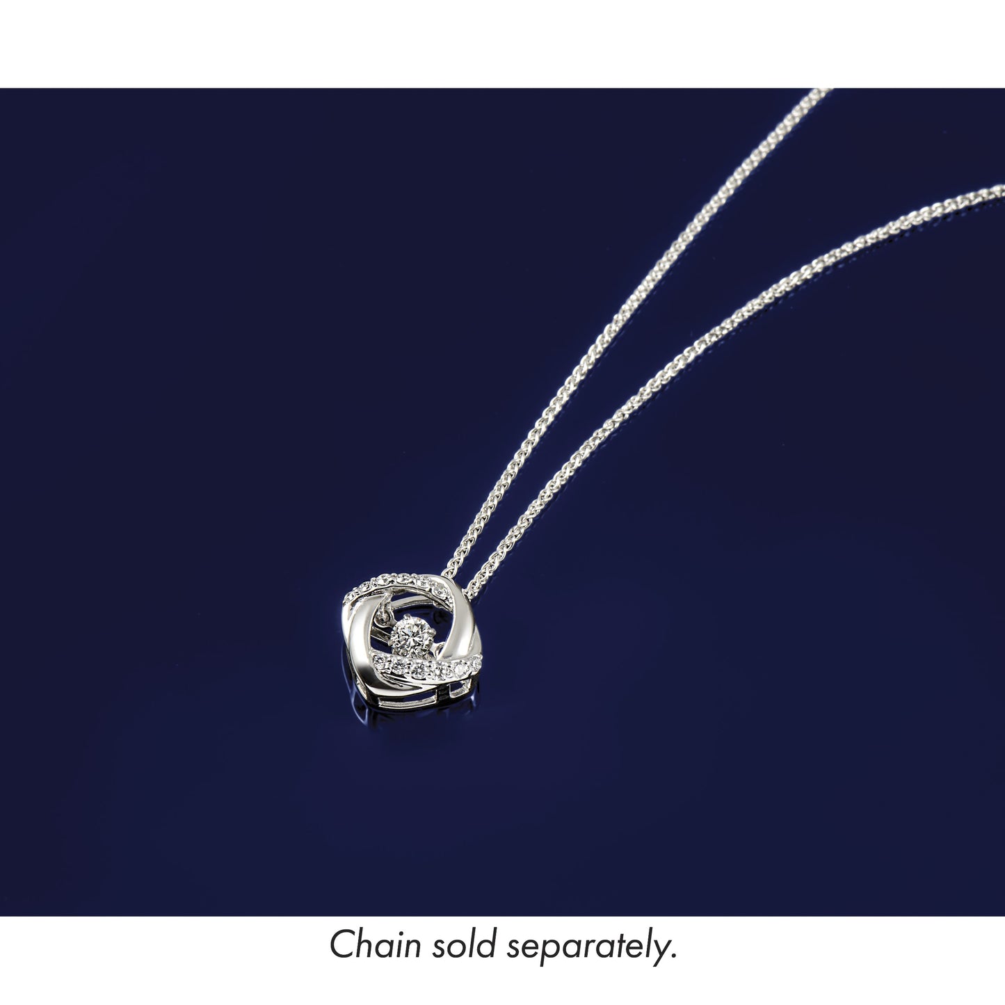 14k White Gold 1/4 carat Vibrant Moving Diamond Intertwined Squares Chain Slide