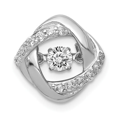 14k White Gold 1/4 carat Vibrant Moving Diamond Intertwined Squares Chain Slide