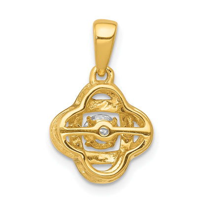 14k Polished 1/3 carat Vibrant Moving Diamond Fancy Knot Pendant