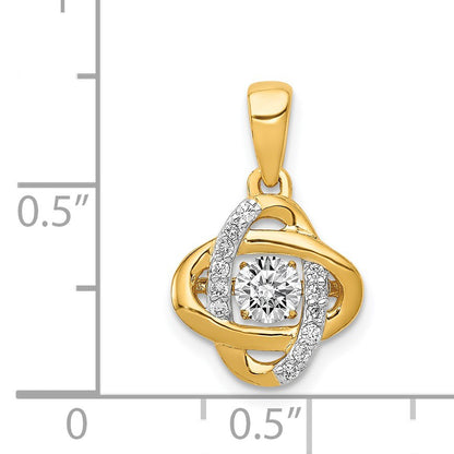 14k Polished 1/3 carat Vibrant Moving Diamond Fancy Knot Pendant