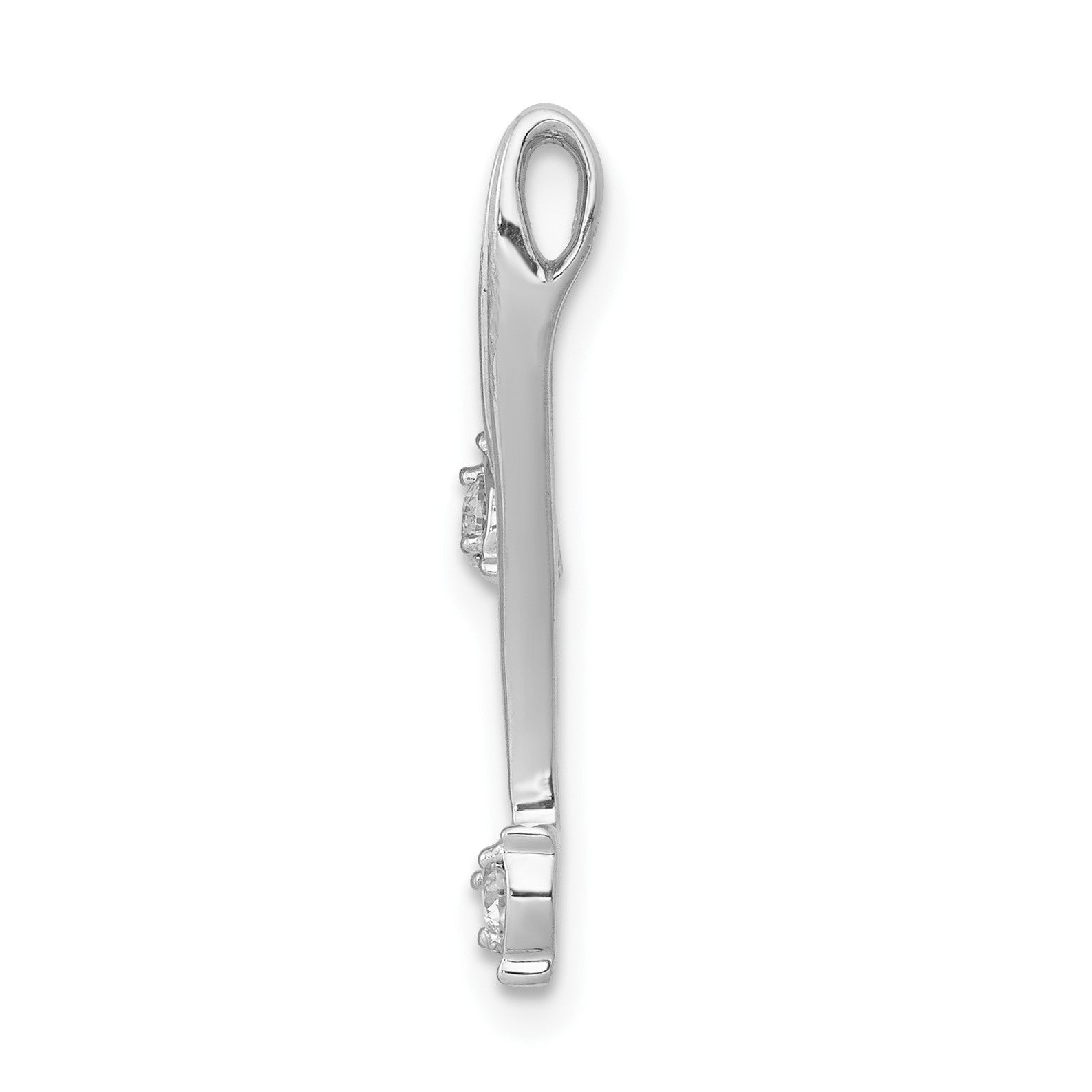 14k White Gold 1/10 carat Diamond Double Curved Lines Chain Slide
