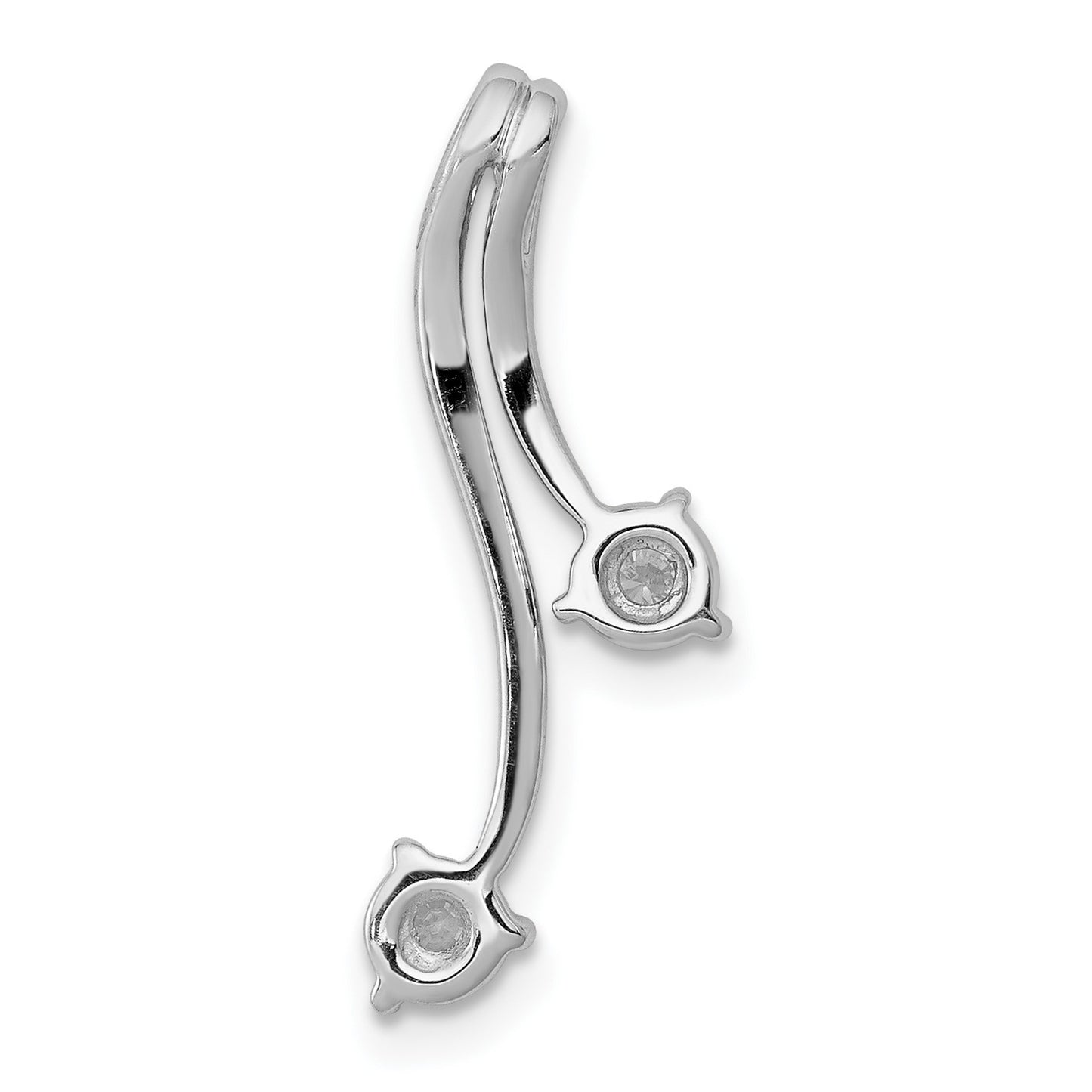 14k White Gold 1/10 carat Diamond Double Curved Lines Chain Slide