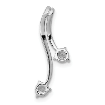 14k White Gold 1/10 carat Diamond Double Curved Lines Chain Slide
