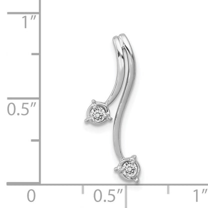 14k White Gold 1/10 carat Diamond Double Curved Lines Chain Slide