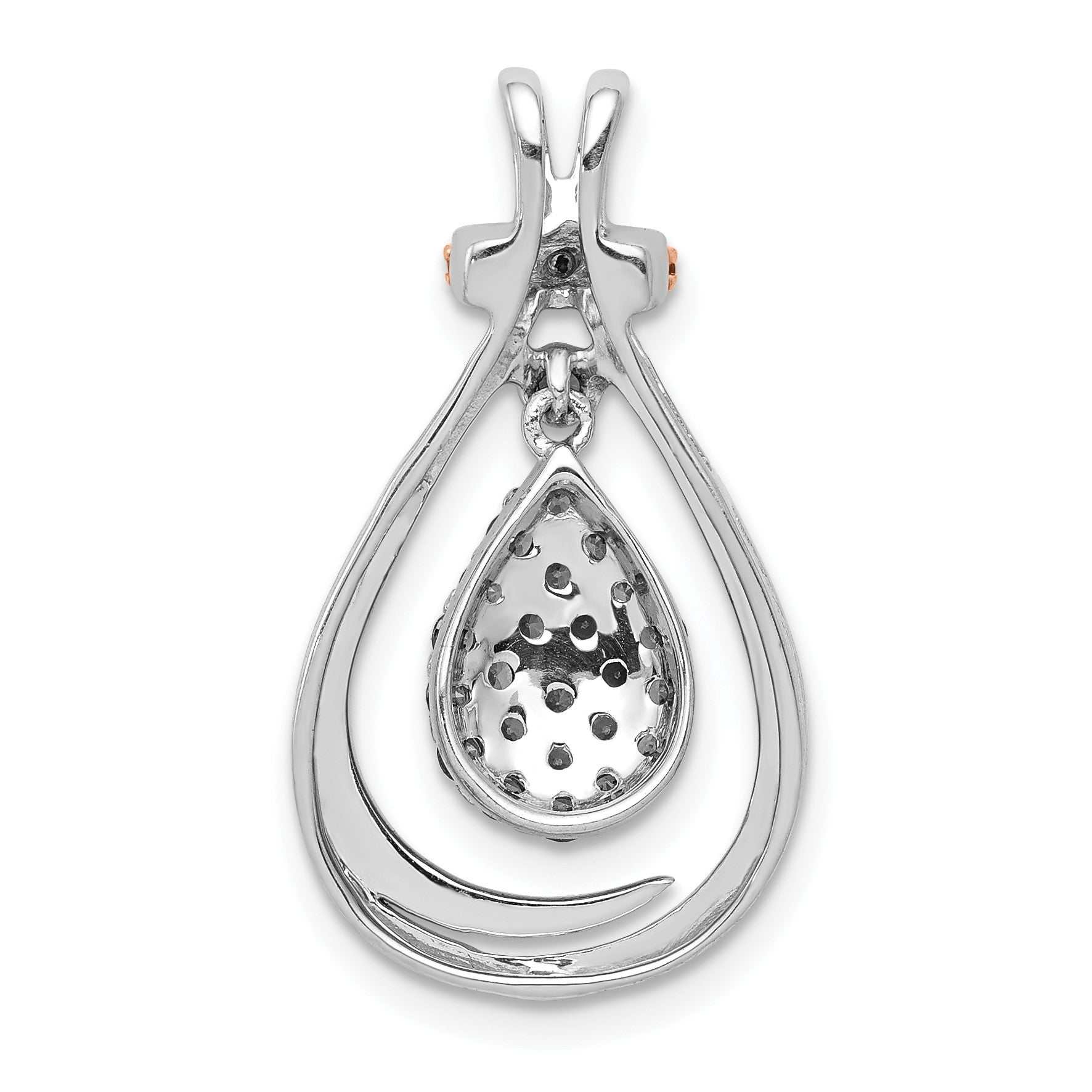 14k White Gold with Rose Rhodium 1/4 carat Champagne Diamond Teardrop Chain Slide