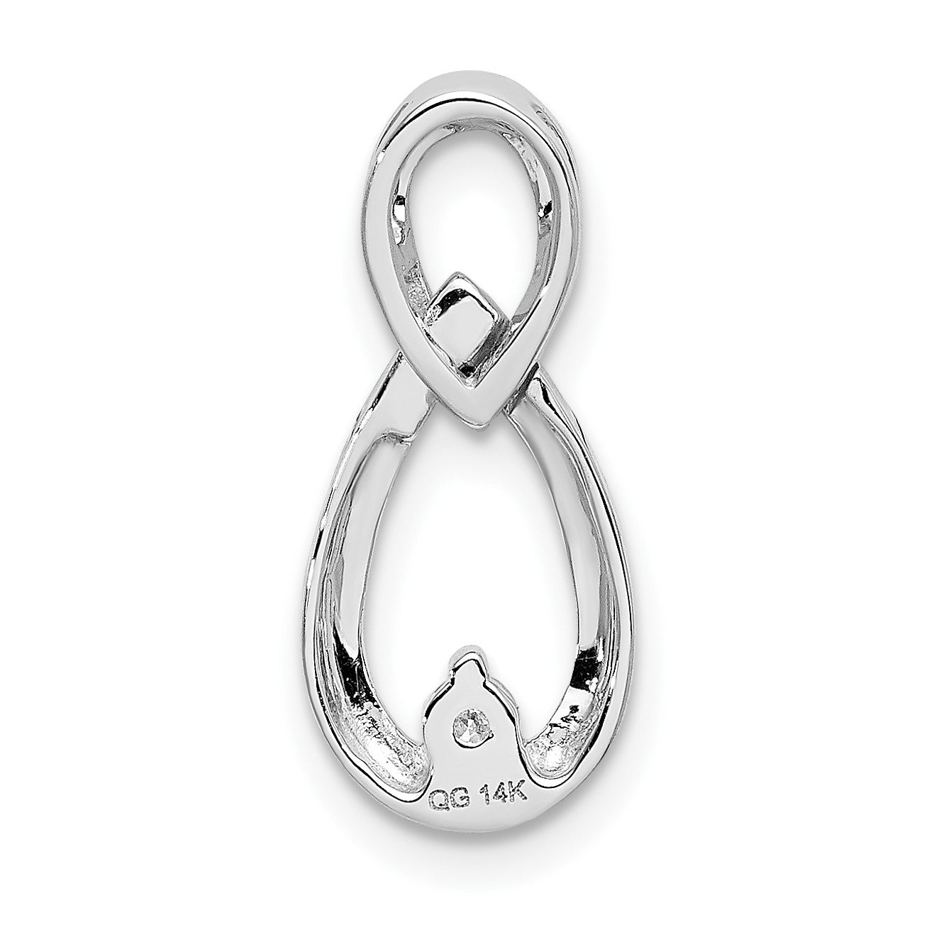 14k White Gold 1/20 carat Diamond Double Teardrop Chain Slide