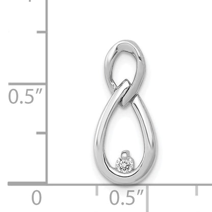 14k White Gold 1/20 carat Diamond Double Teardrop Chain Slide