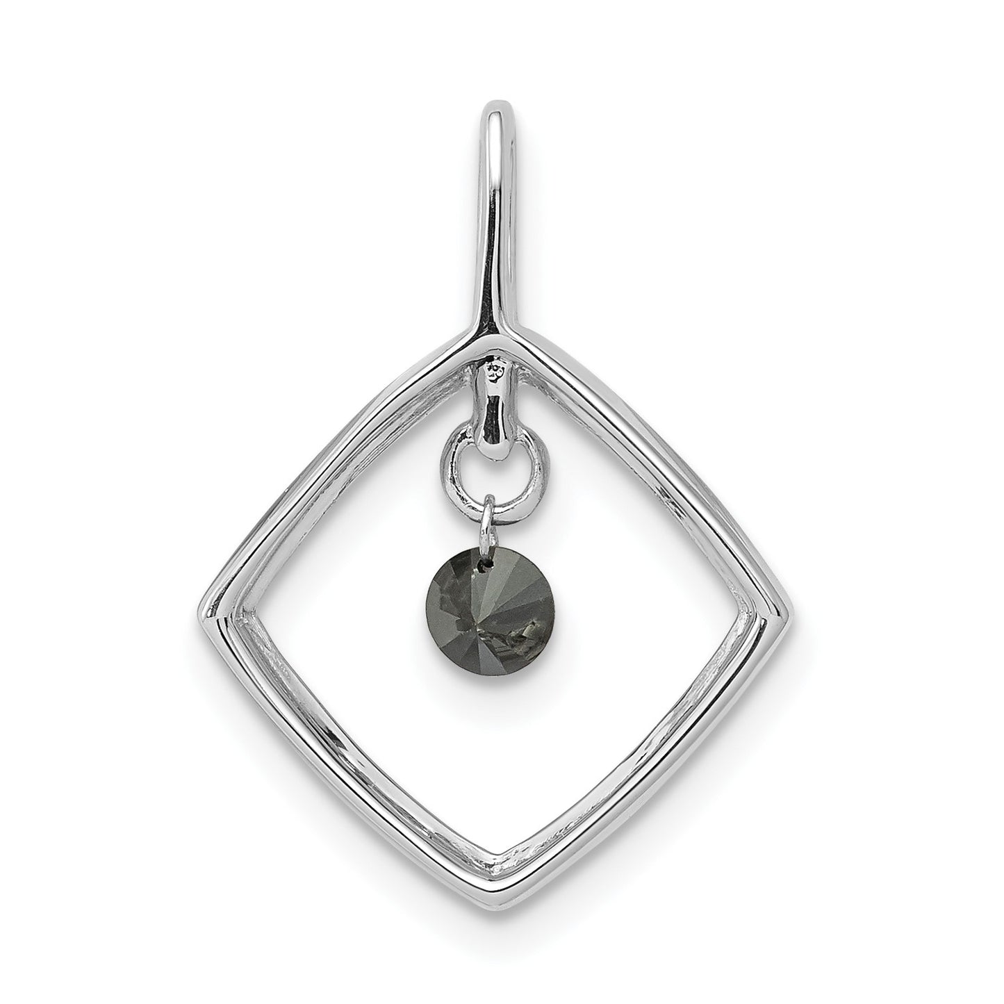 14k White Gold 1/6 carat Black Diamond Dangle Square Pendant