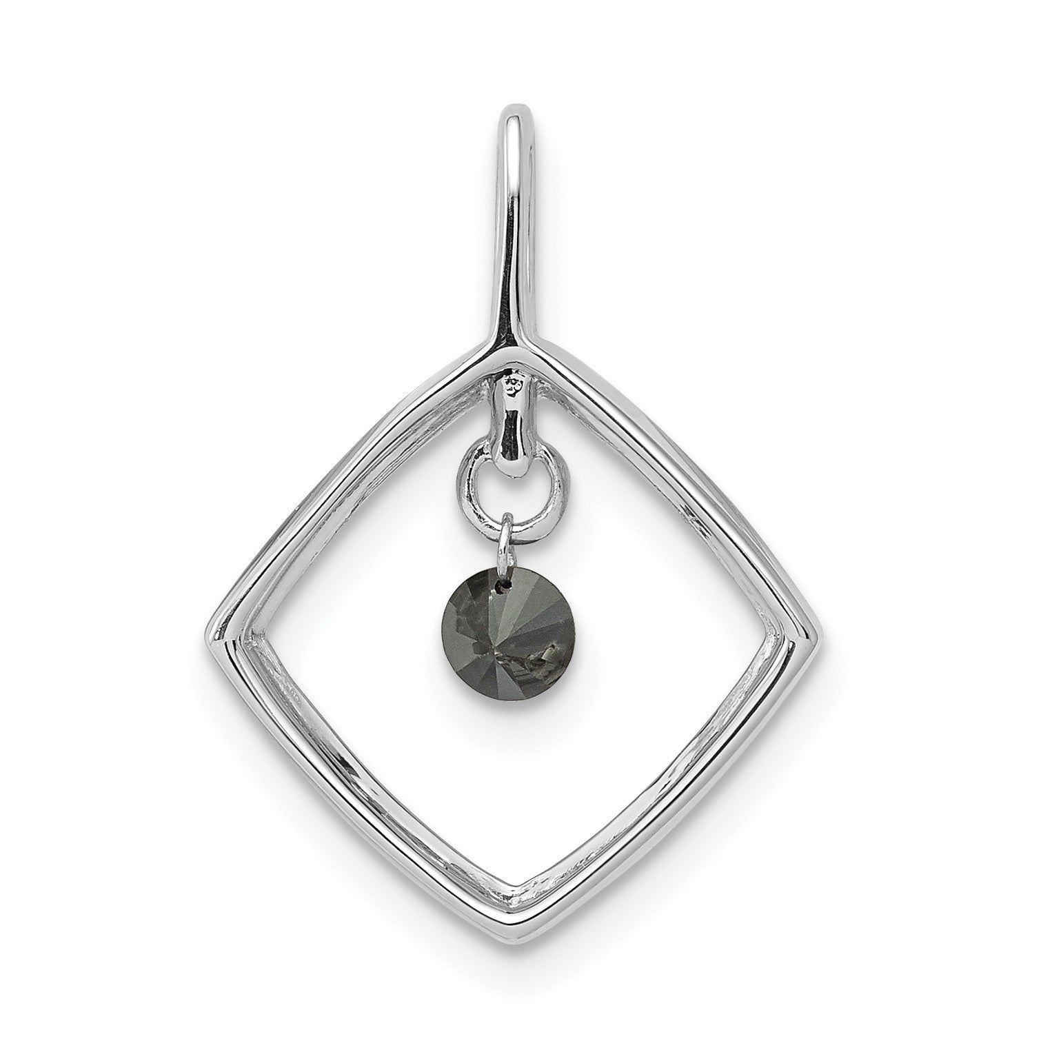 14k White Gold 1/6 carat Black Diamond Dangle Square Pendant