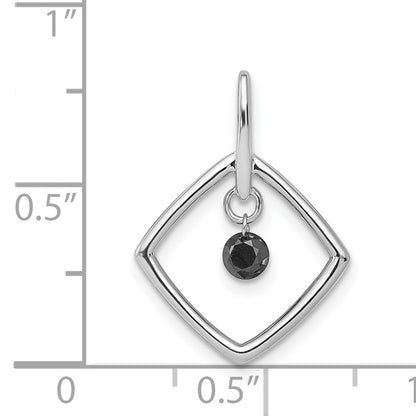 14k White Gold 1/6 carat Black Diamond Dangle Square Pendant