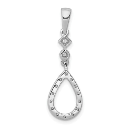 14k White Gold 1/8 carat Diamond Vintage Teardrop Pendant