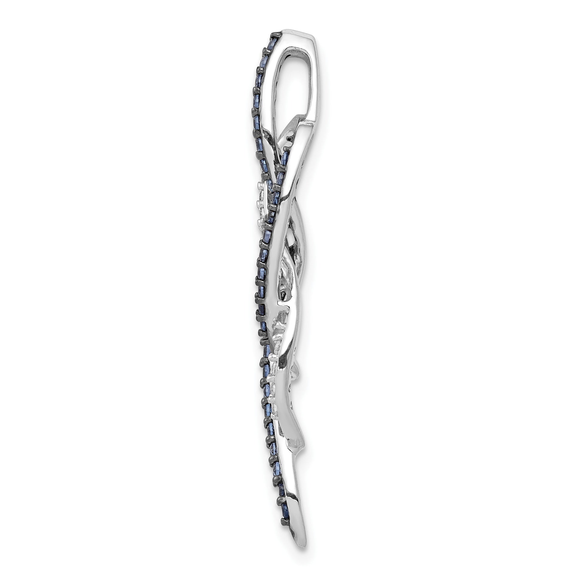 14k White Gold 1/3 carat Blue and White Diamond Fancy Chain Slide