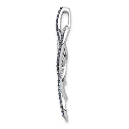 14k White Gold 1/3 carat Blue and White Diamond Fancy Chain Slide