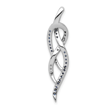 14k White Gold 1/3 carat Blue and White Diamond Fancy Chain Slide