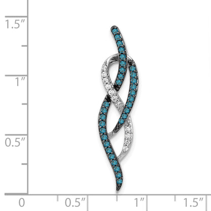 14k White Gold 1/3 carat Blue and White Diamond Fancy Chain Slide