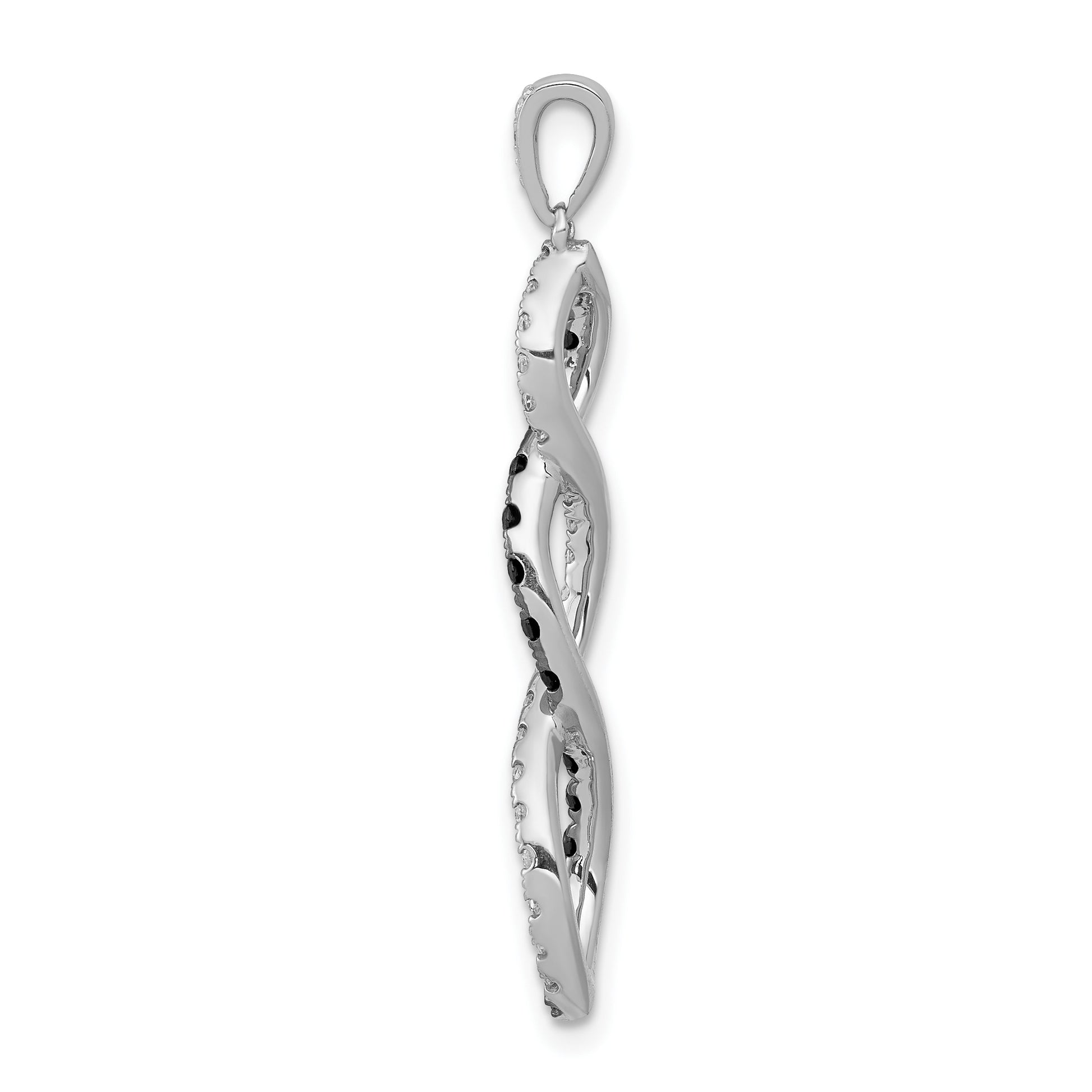 14k White Gold 1/4 carat Black and White Diamond Twisted Pendant