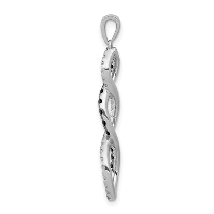 14k White Gold 1/4 carat Black and White Diamond Twisted Pendant