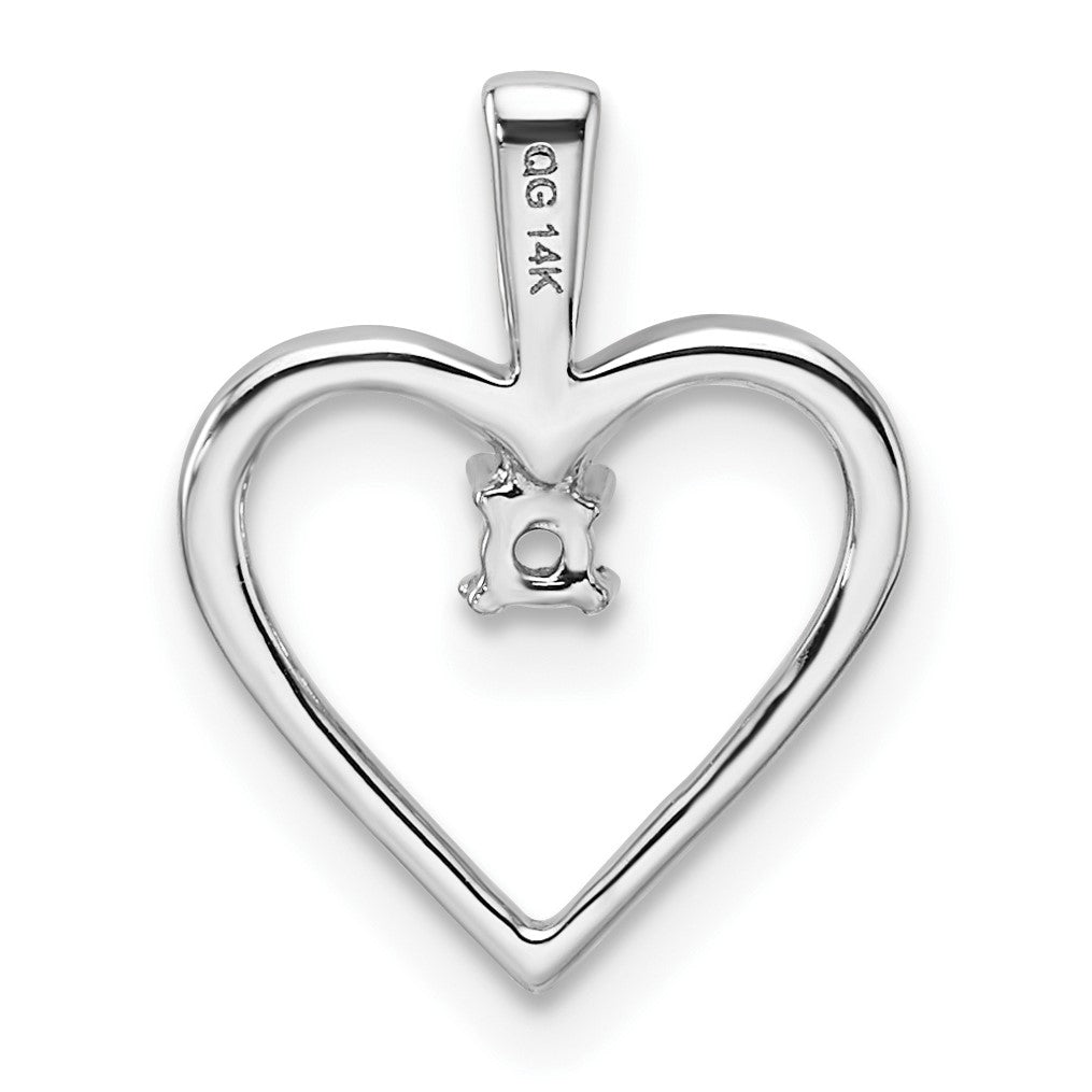 14k White Gold Holds 1-1.9mm Stone Heart Pendant Mounting