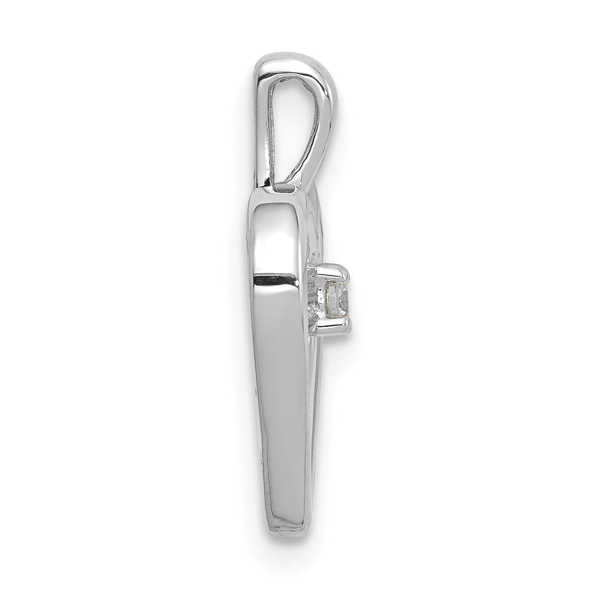 14k White Gold .03 carat AA Diamond Heart Pendant