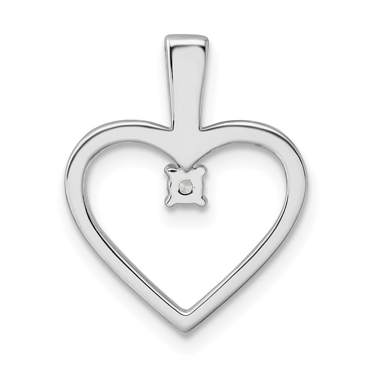 14k White Gold 1/20 carat AA Diamond Heart Pendant