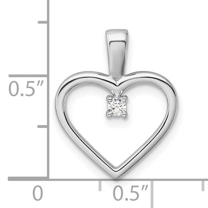 14k White Gold 1/20 carat AA Diamond Heart Pendant