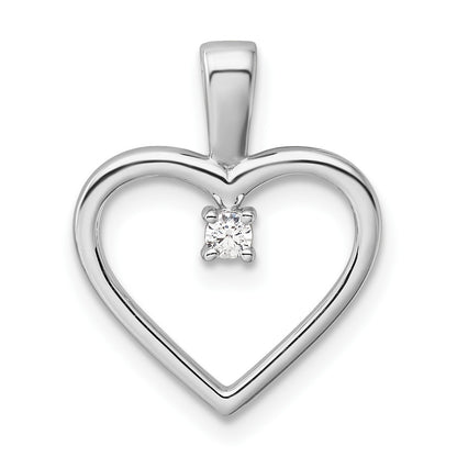 14k White Gold 1/20 carat AA Diamond Heart Pendant