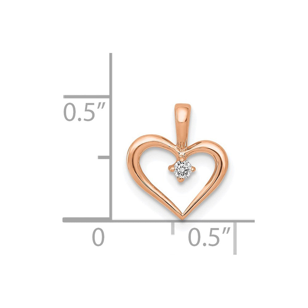 14k Rose Gold AA .02ct. Diamond Heart Pendant