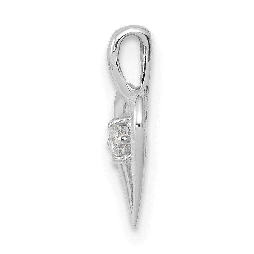 14k White Gold .02 carat AA Diamond Heart Pendant