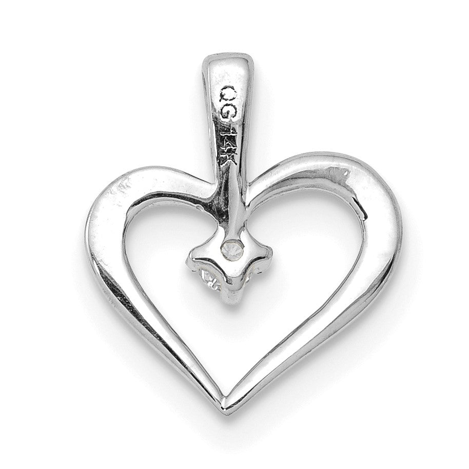 14k White Gold .02 carat AA Diamond Heart Pendant