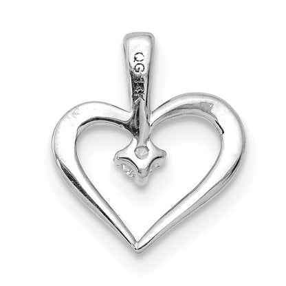 14k White Gold .02 carat AA Diamond Heart Pendant