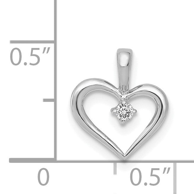 14k White Gold .02 carat AA Diamond Heart Pendant