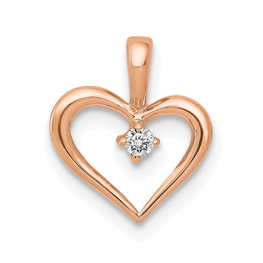 14k Rose Gold Heart Pendant .05ct. Mounting