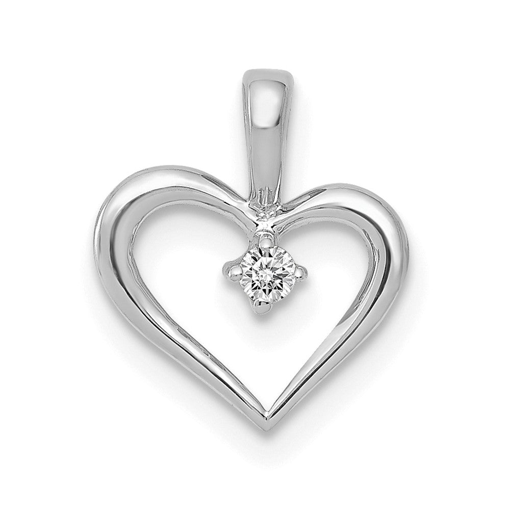 14K White Gold AA .05ct. Diamond Heart Pendant