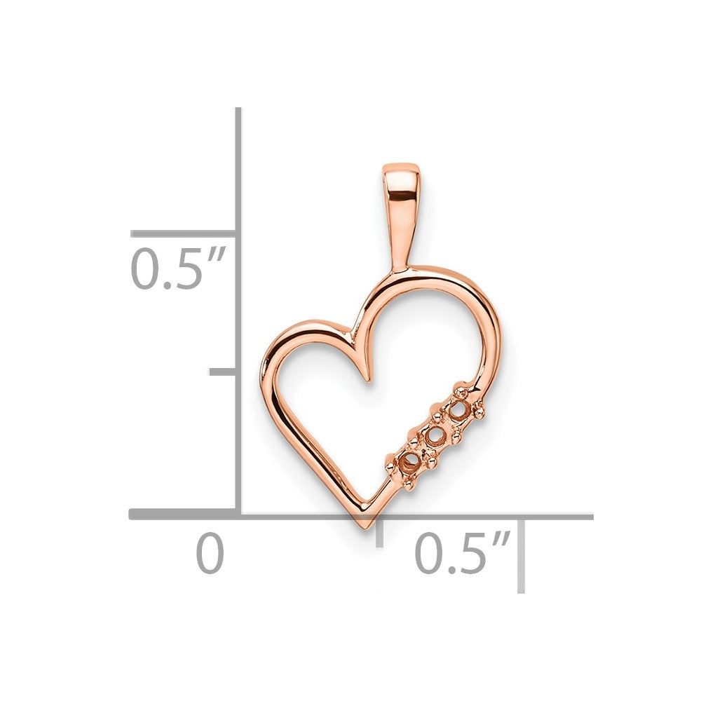 14k Rose Gold Heart Pendant Mounting