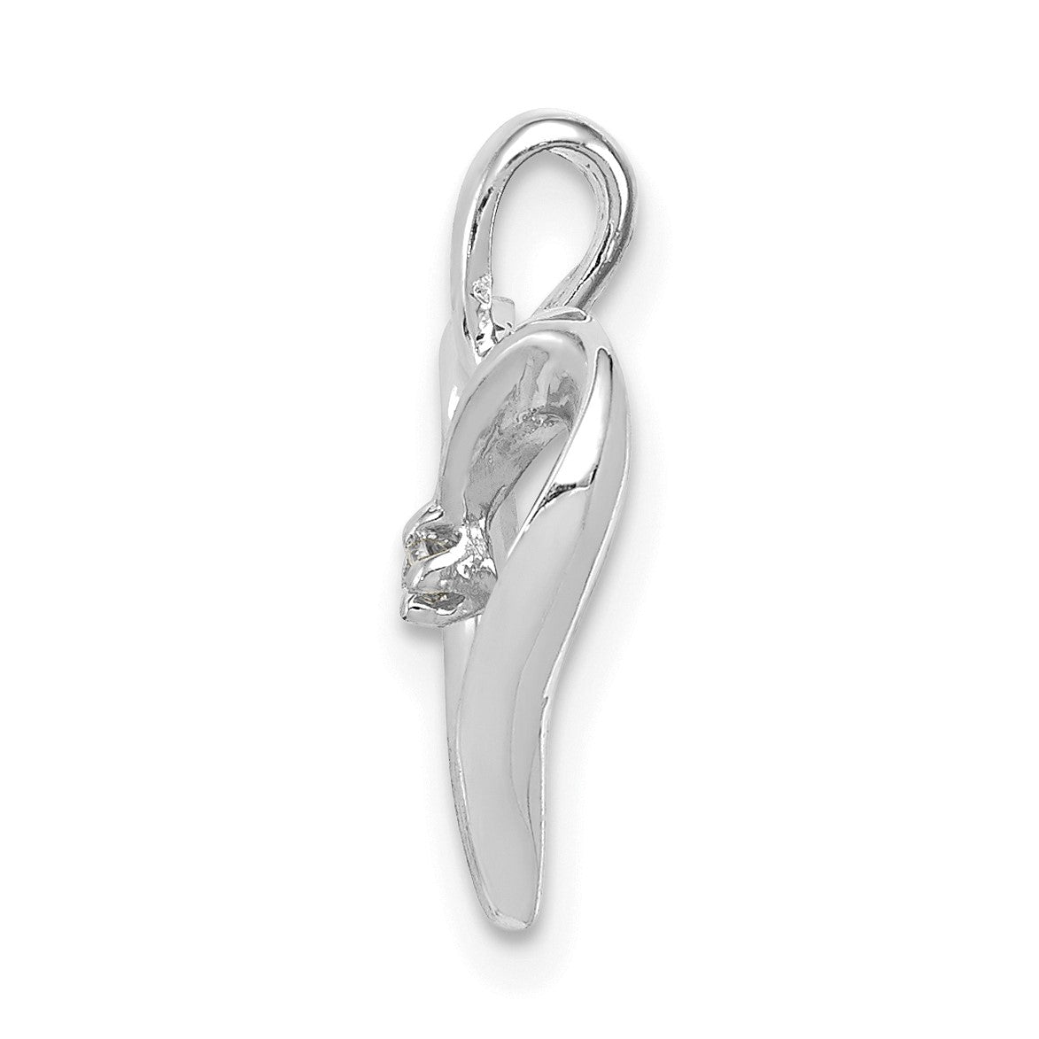 14k White Gold .01 carat AA Diamond Heart Pendant