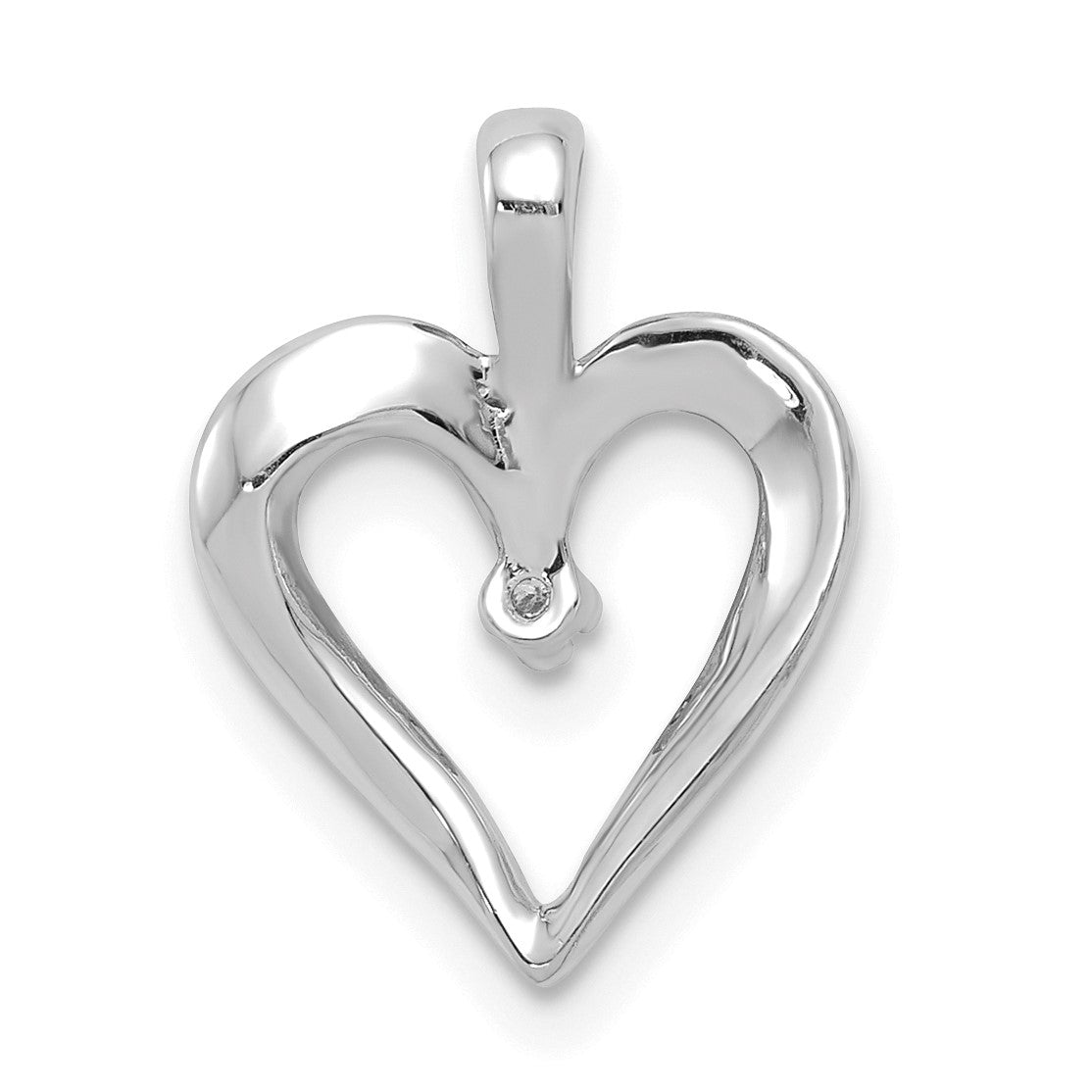 14k White Gold Holds 1-1.3mm Stone Heart Pendant Mounting