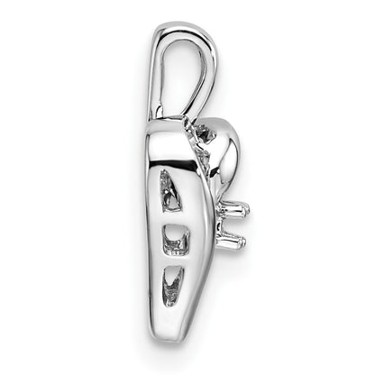 14k White Gold Holds 1-1.7mm Stone Heart Pendant Mounting