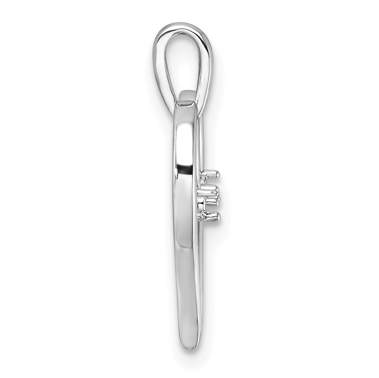 14k White Gold Holds 2-1.4mm Stones Heart Pendant Mounting