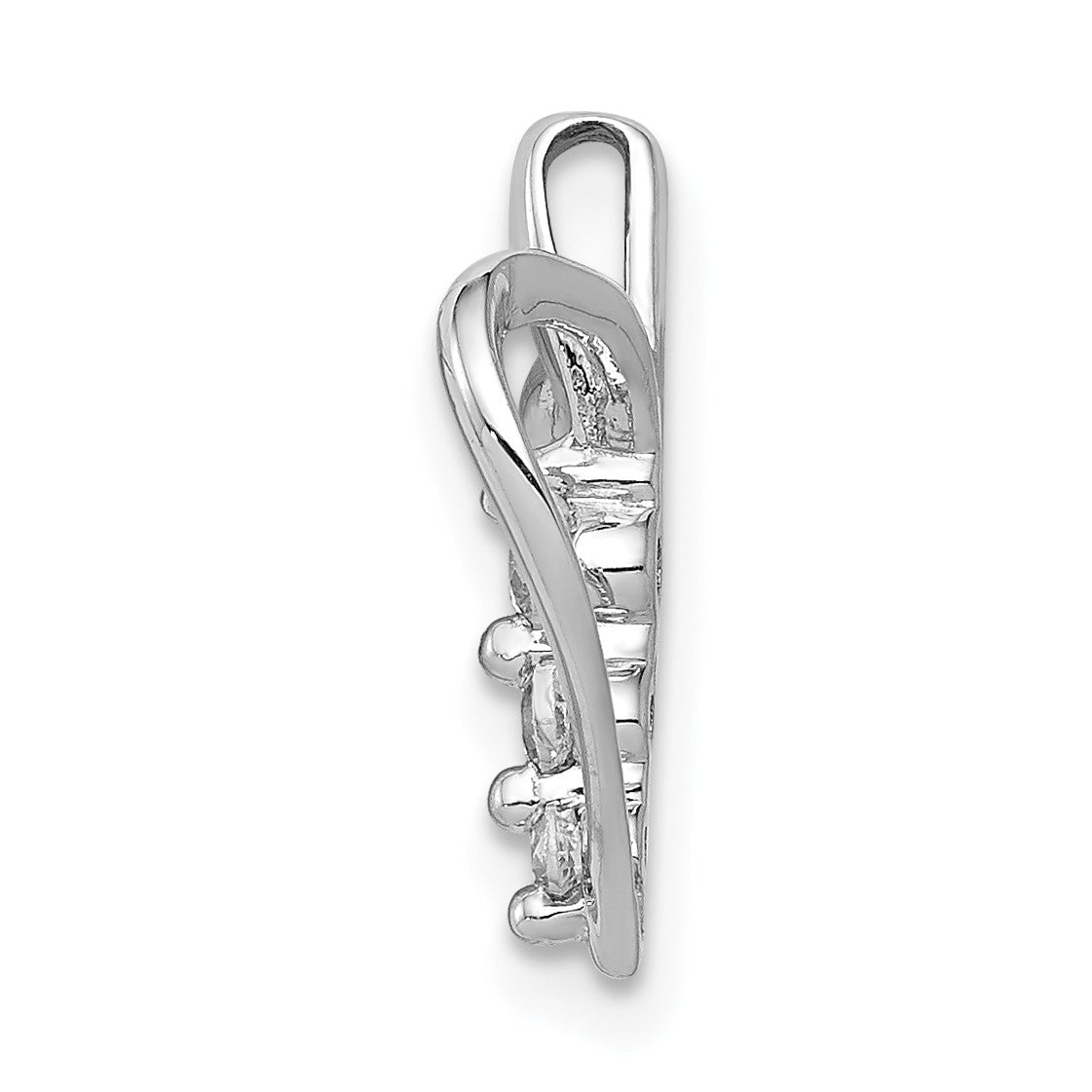 14k White Gold 1/10 carat Diamond 3-stone Heart Pendant