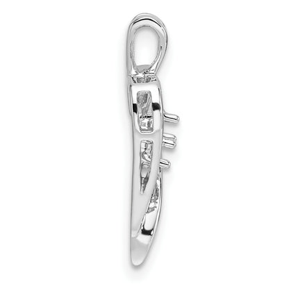14k White Gold Holds 1-3.0mm Stone Heart Pendant Mounting