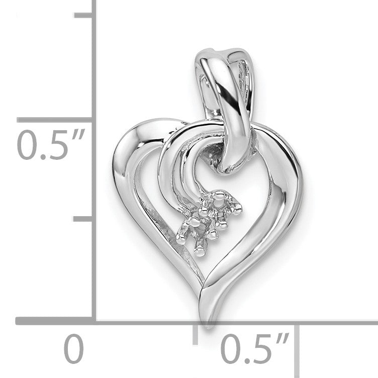 14k White Gold Holds 2-1.6mm Stones Fancy Heart Mounting