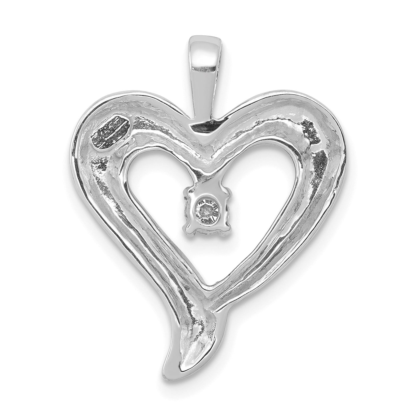 14k White Gold Holds 1-2.9mm Stone Heart Pendant Mounting