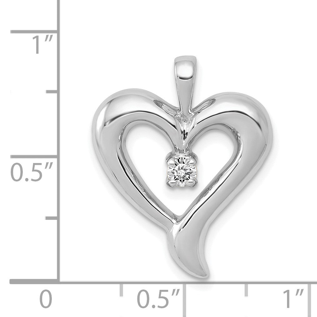 14k White Gold 1/10 carat AA Diamond Heart Pendant