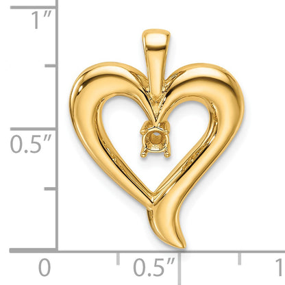 14k Holds 1-2.9mm Stone Heart Pendant Mounting