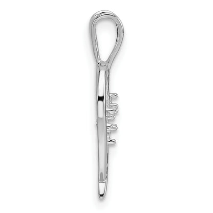 14k White Gold Holds 3-1.6mm Stones Heart Pendant Mounting