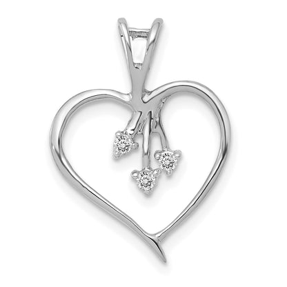 14k White Gold 1/20 carat Diamond Heart Pendant