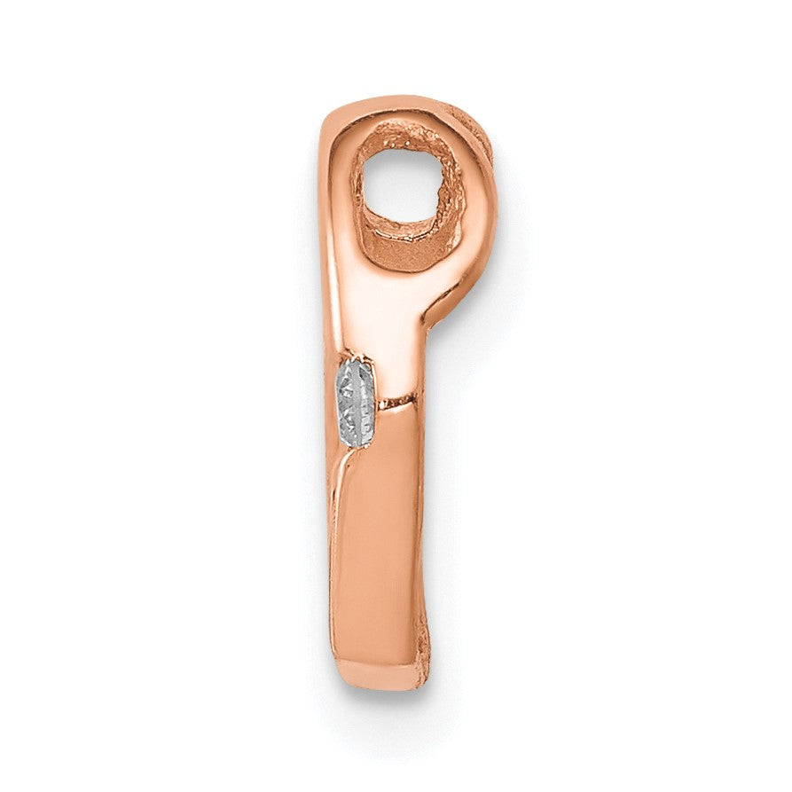 14k Rose Gold Holds 1/1.7mm Stone Heart Chain Slide Mounting