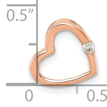 14k Rose Gold Holds 1/1.7mm Stone Heart Chain Slide Mounting